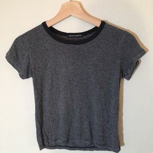 Brandy Melville grey and navy striped shirt